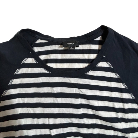 Vince Cotton Blue/white striped baseball raglan M - Picture 1 of 3